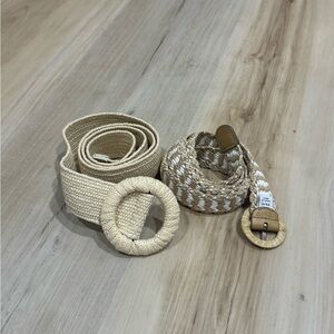 Stylish Beige Woven Belts Set
